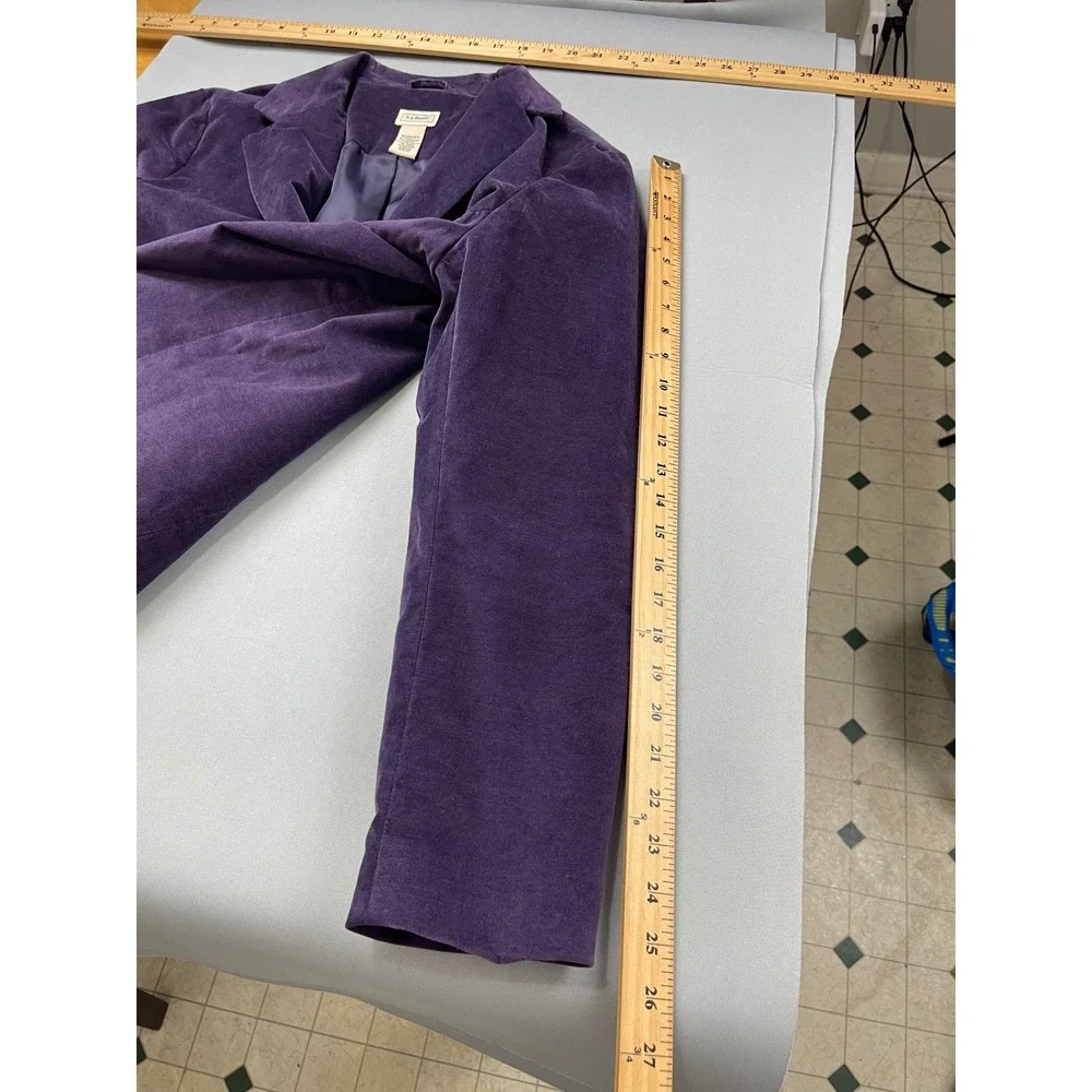 LL Bean Purple Corduroy Blazer Jacket Womens 16‎ Regular Cotton Spandex 3 Button
